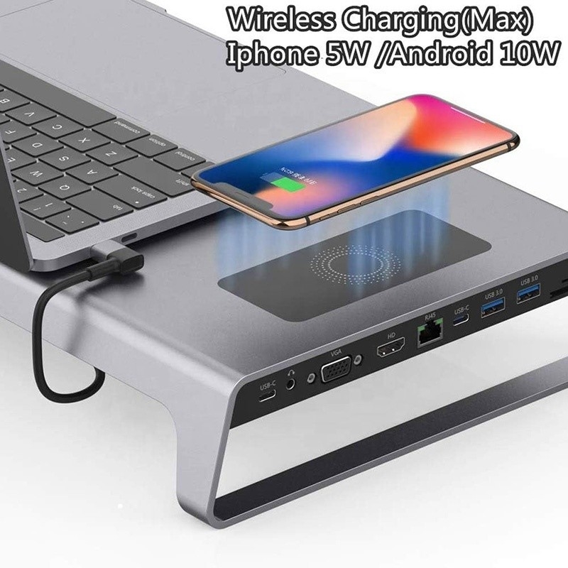 TYPE-C Man 11 In 1 Hub Computer Laptop Docking Station Adapter met 1000Mbps RJ45 en USB-C PD