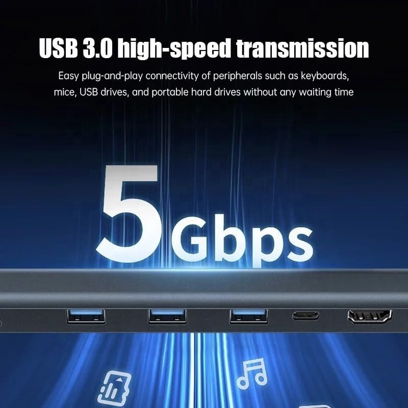 USB 3.1 Interface Type 10 In 1 Type C Hub voor snelle gegevensoverdracht en opladen
