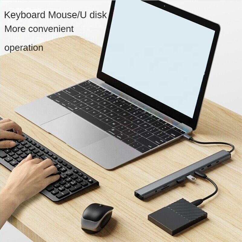 USB 3.1 Interface Type 10 In 1 Type C Hub voor snelle gegevensoverdracht en opladen