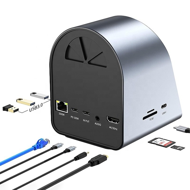 USB 3.1 10 In 1 Type-C Multiport Docking Station Hub met Gigabit Ethernet en 4K HD HDMI
