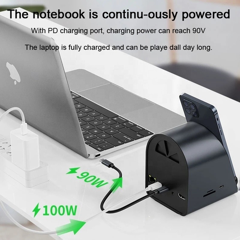USB 3.1 10 In 1 Type-C Multiport Docking Station Hub met Gigabit Ethernet en 4K HD HDMI