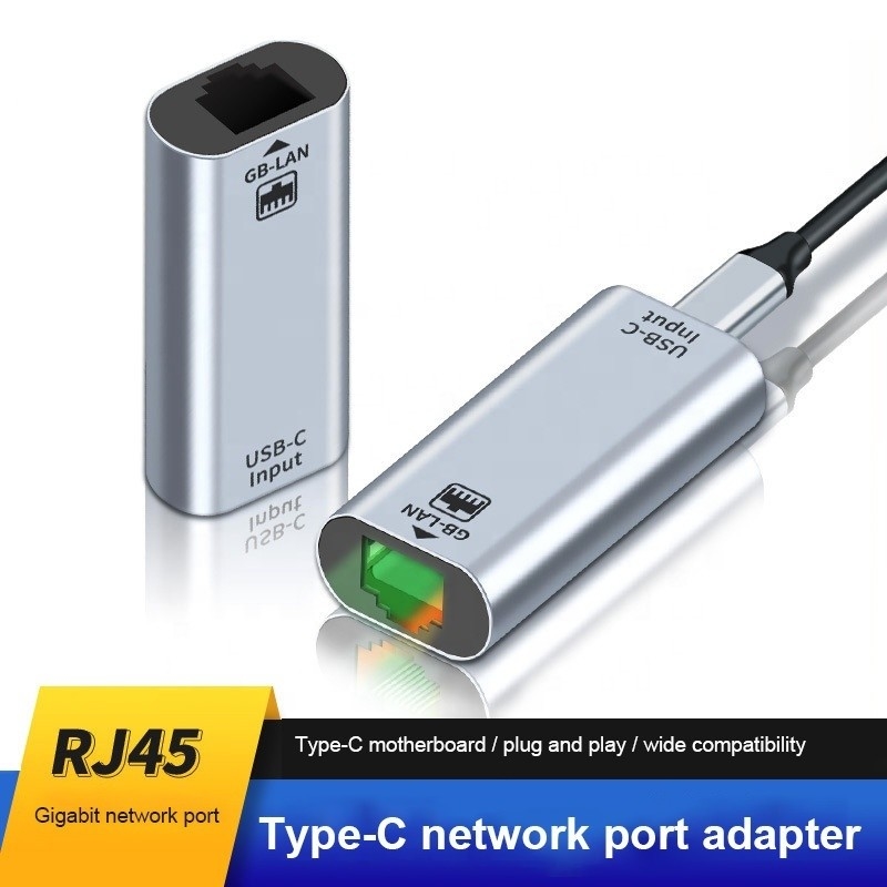 USB C Vrouwelijke naar Ethernet-poortadapter 10/100/1000 Mbps-snelheid voor snelle netwerkverbinding