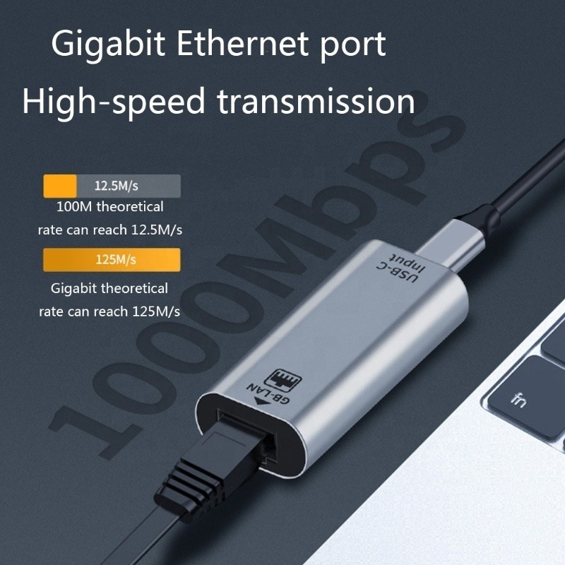 USB C Vrouwelijke naar Ethernet-poortadapter 10/100/1000 Mbps-snelheid voor snelle netwerkverbinding