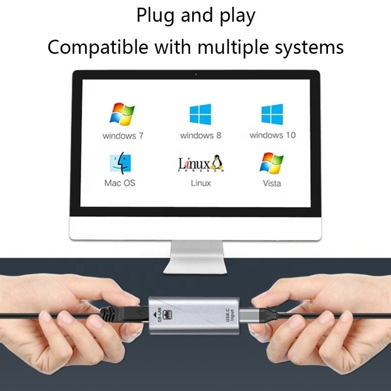 USB C Vrouwelijke naar Ethernet-poortadapter 10/100/1000 Mbps-snelheid voor snelle netwerkverbinding