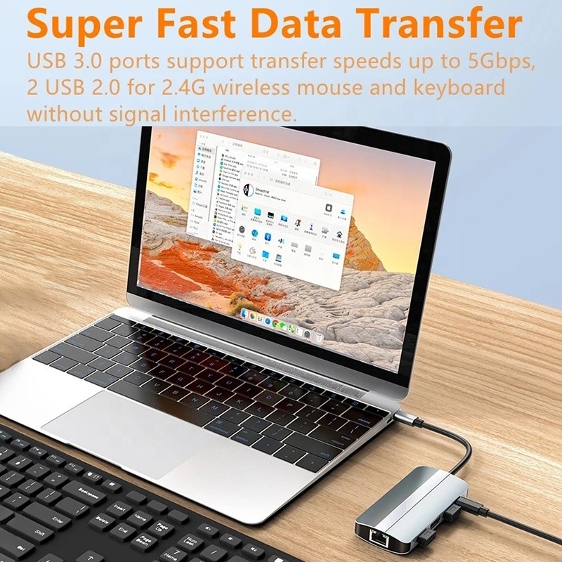 Mac Notebook 9 In 1 Type-C USB-C Hub met HDTV Multi Port Docking Station Adapter
