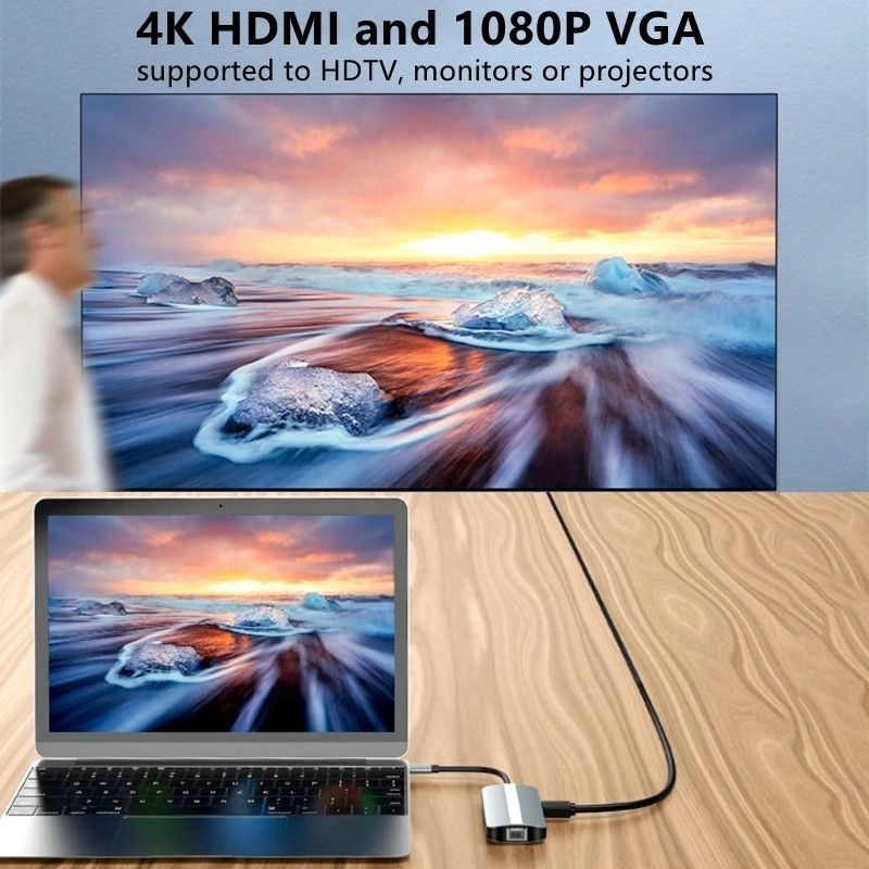 Mac Notebook 9 In 1 Type-C USB-C Hub met HDTV Multi Port Docking Station Adapter