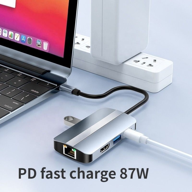 USB Type C Hub Multiport Dock Station met video-overdracht oplaadnetwerkfunctie