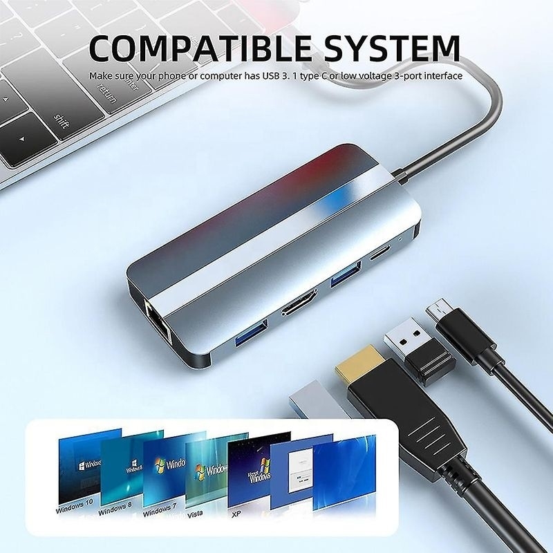 USB Type C Hub Multiport Dock Station met video-overdracht oplaadnetwerkfunctie