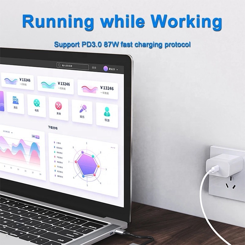 7 in 1 USB C USB-C Hub Voor Macbook Grijz HDMI USB 3.0 USB2.0 RJ45 SD/TF Card Reader PD Output