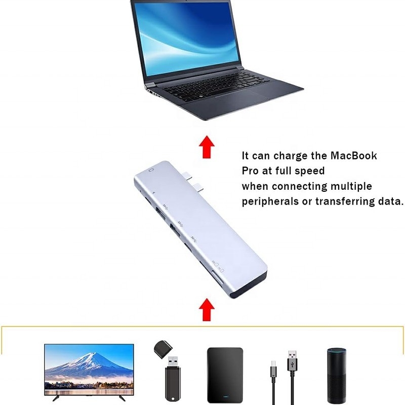 USB C Type C 4K 30Hz HDMI USB 3.0 TF SD Adapter Hub Docking Station voor Macbook Pro
