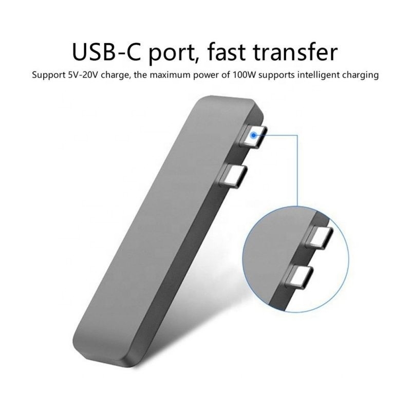 7-in-2-hubdockingstation met dubbele mannelijke input van type C en USB 3.1-interface