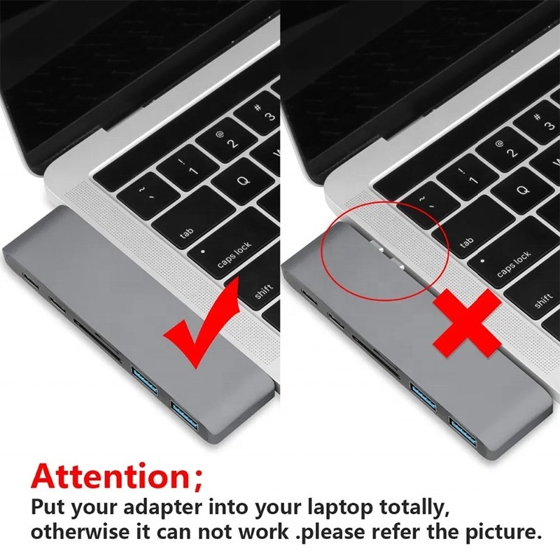 Multiport Docking Station 6-in-1 Type-C Hub Adapter met SD/TF 2*USB3.0 2*USB-C-uitgang