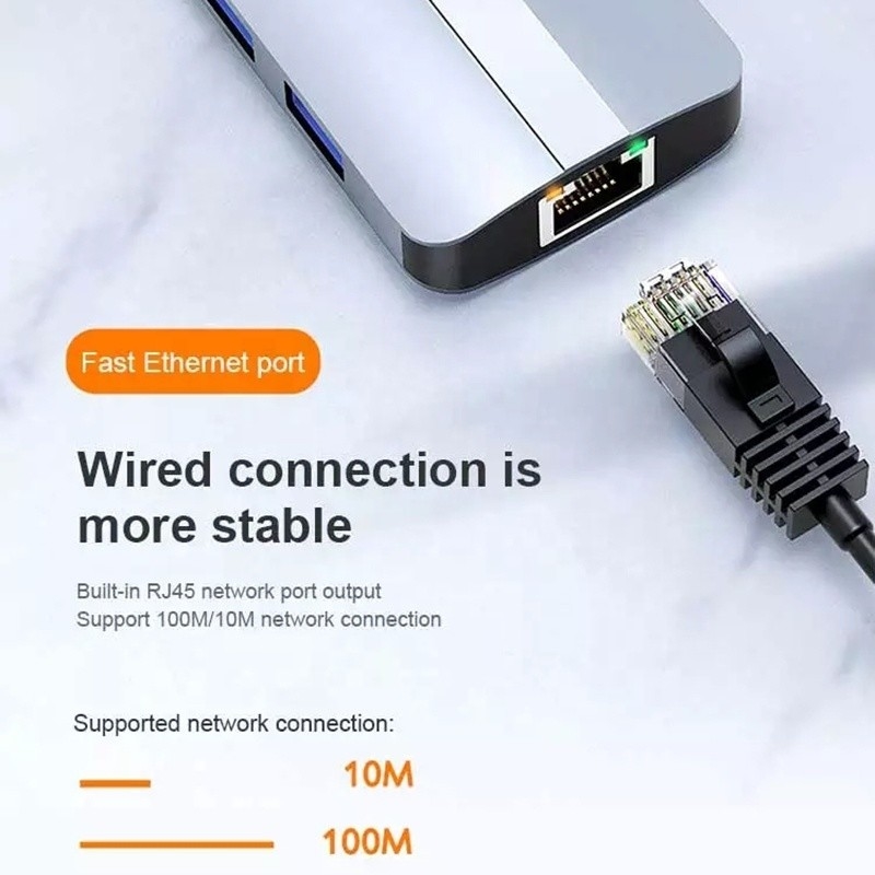 12-in-1 USB C Adapter OEM Multiport Hub met 4K HDMI USB 3.0 RJ45 Lan Ethernet
