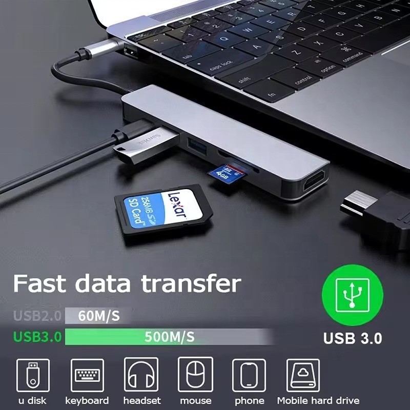 USB 3.1 Docking Station Hub met 4K HDMI USB3.0 TF SD Card Reader en 87W PD Charging
