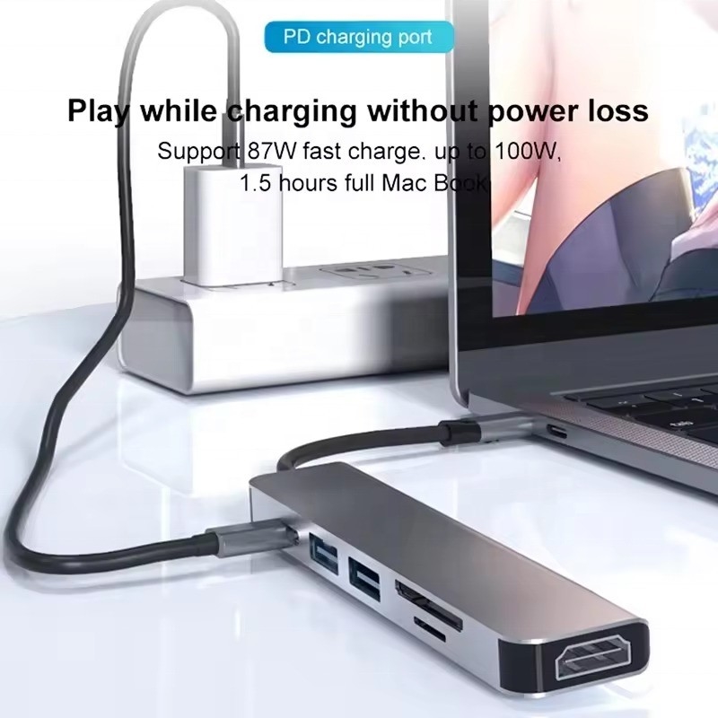 USB 3.1 Docking Station Hub met 4K HDMI USB3.0 TF SD Card Reader en 87W PD Charging
