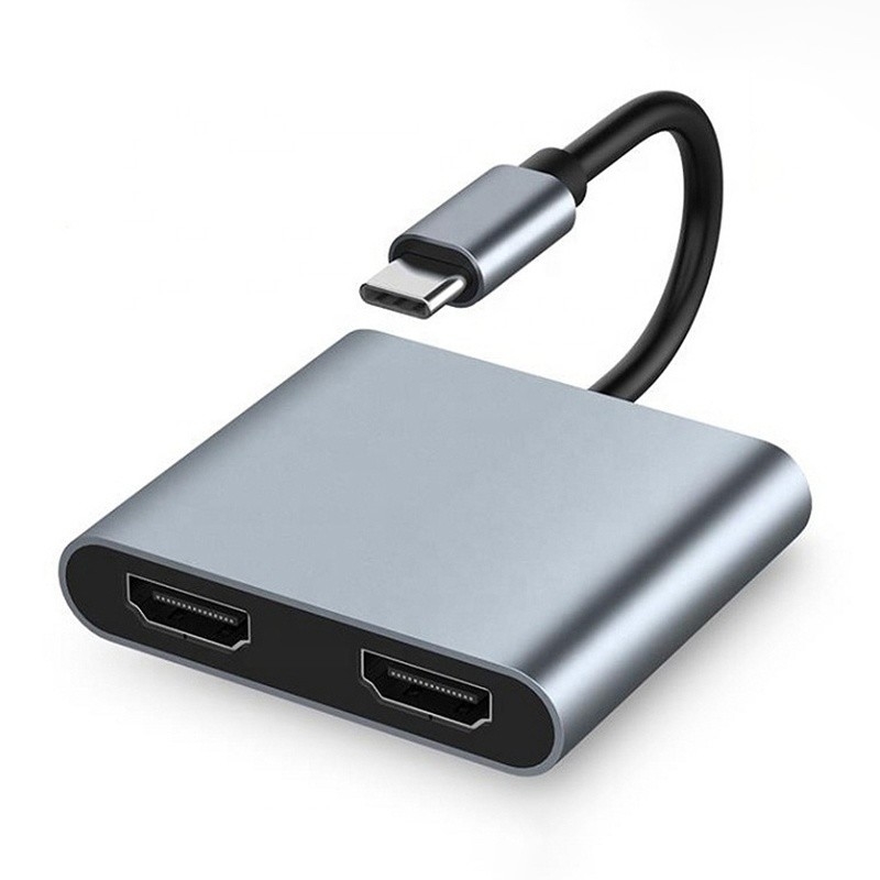 4-in-1 USB C tot Dual 4K HDMI MST-adapter voor het opladen van gegevensoverdracht en videuoutput