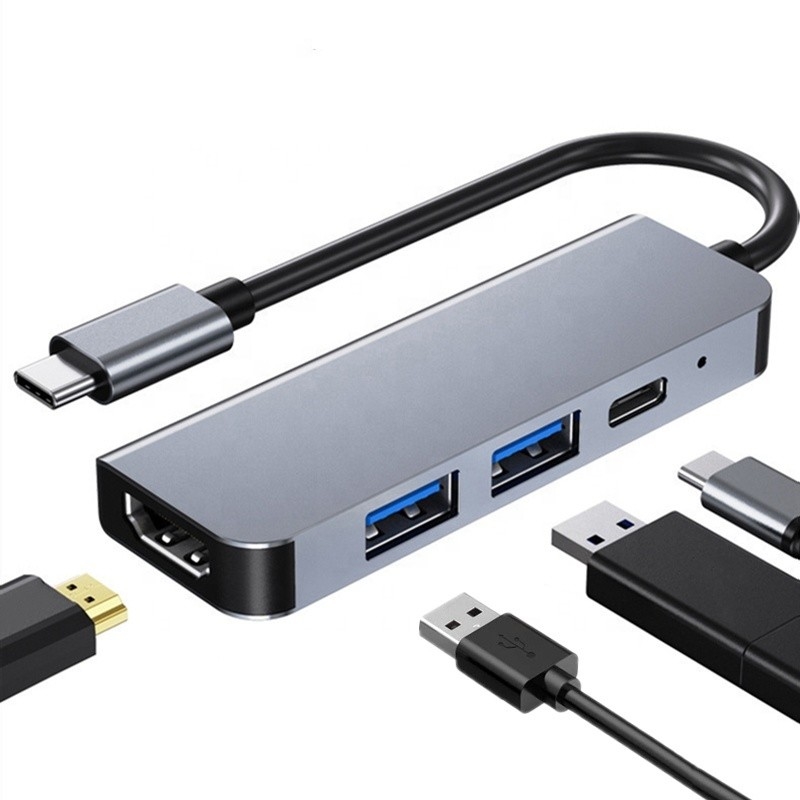 4K HDMI Type-C-to-USB C Hub Adapter met 2 USB3.0 en PD oplaadpoorten