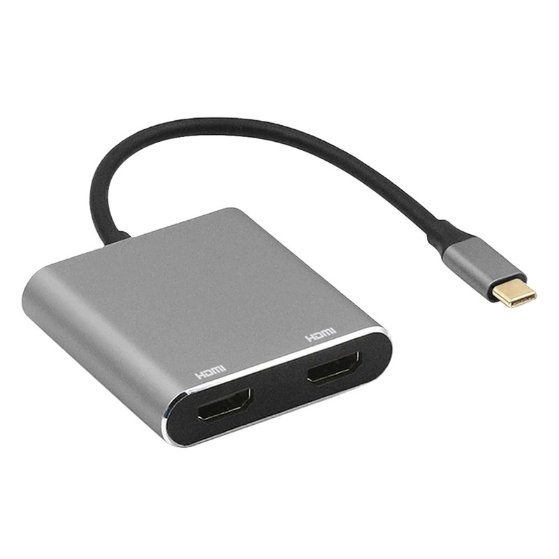4-in-1-dockingstation met 2 dubbele 4K HDMI-poorten en USB-C Type-C naar dubbele HDMI-adapter