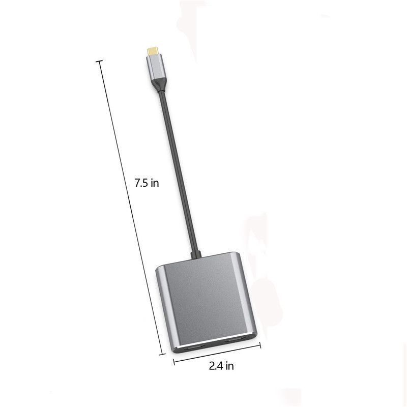4-in-1-dockingstation met 2 dubbele 4K HDMI-poorten en USB-C Type-C naar dubbele HDMI-adapter