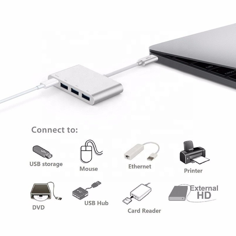 USB 3.1 Interface 4-in-1 Type C Hub Multiple Adapter voor snelle gegevensoverdracht