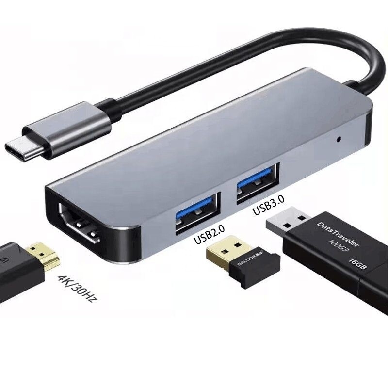 USB C Hub met 4K HDMI en High-Speed USB 3.0 Compatibel voor Windows Mac