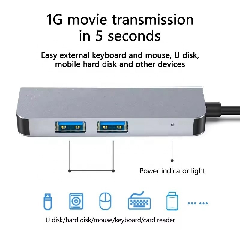 USB C Hub met 4K HDMI en High-Speed USB 3.0 Compatibel voor Windows Mac