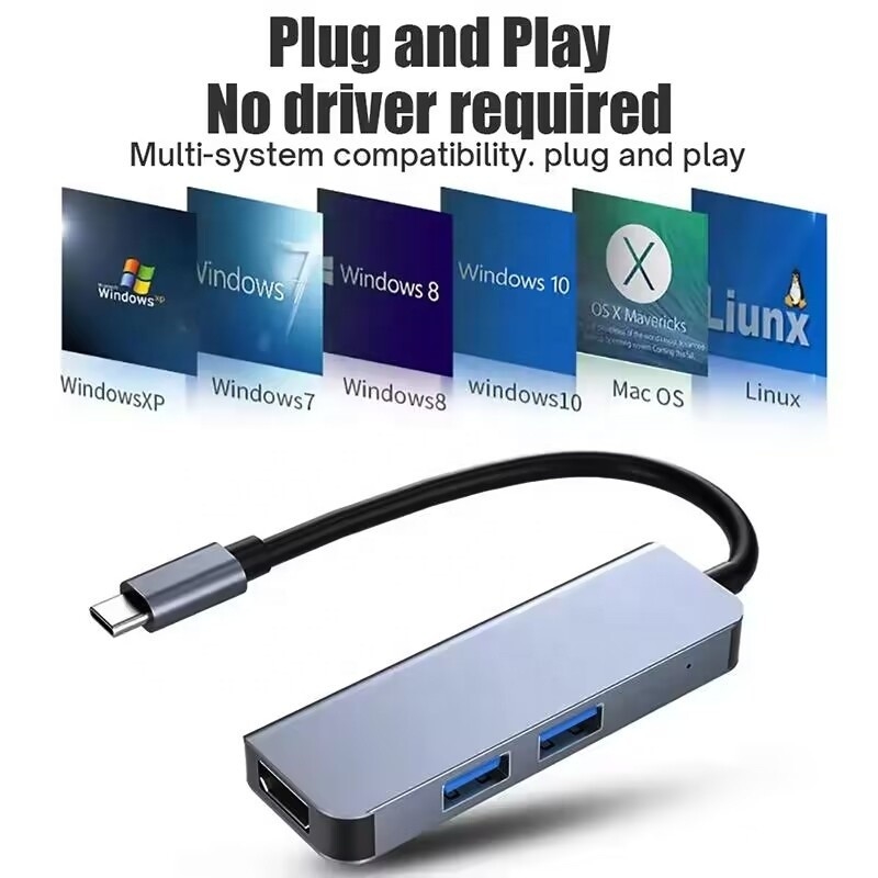 USB C Hub met 4K HDMI en High-Speed USB 3.0 Compatibel voor Windows Mac