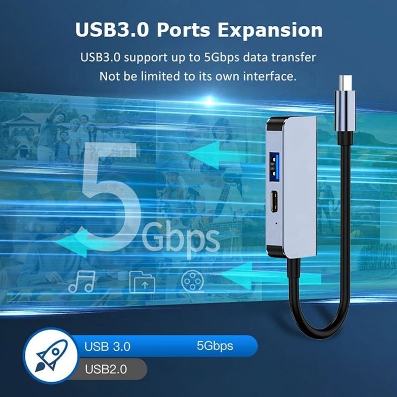 USB 3.1/USB Type-C Hub Adapter Docking Station met 4K HDMI USB3.0 USB 3.0 Type C PD