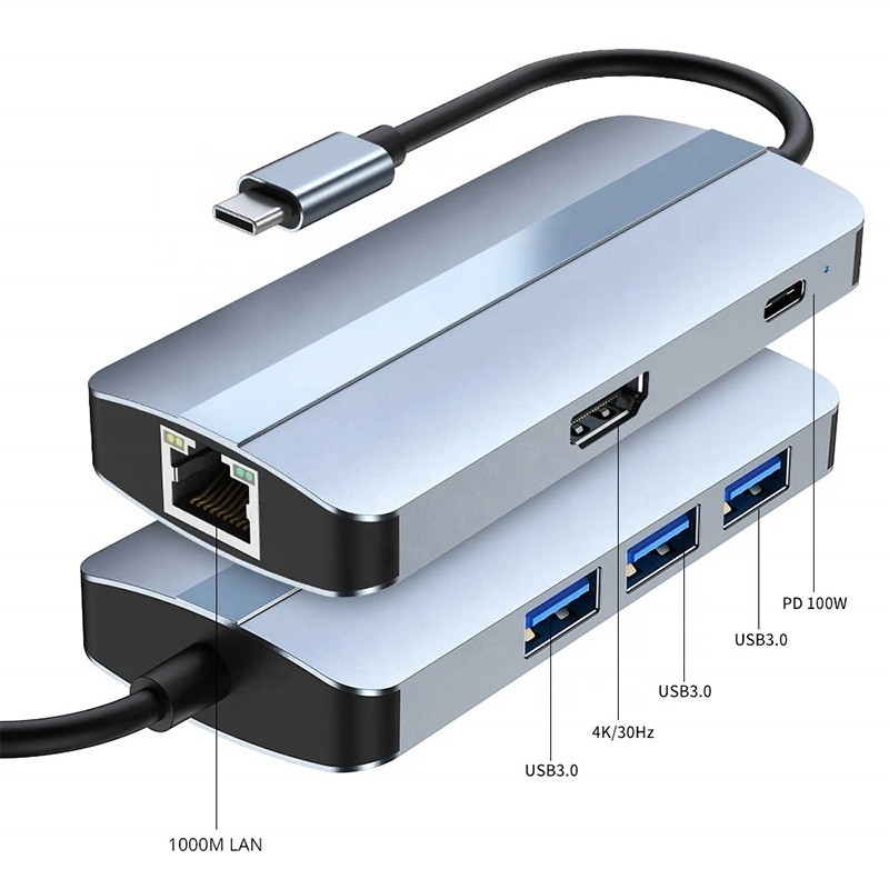 12-in-1 USB C Adapter OEM Multiport Hub met 4K HDMI USB 3.0 RJ45 Lan Ethernet