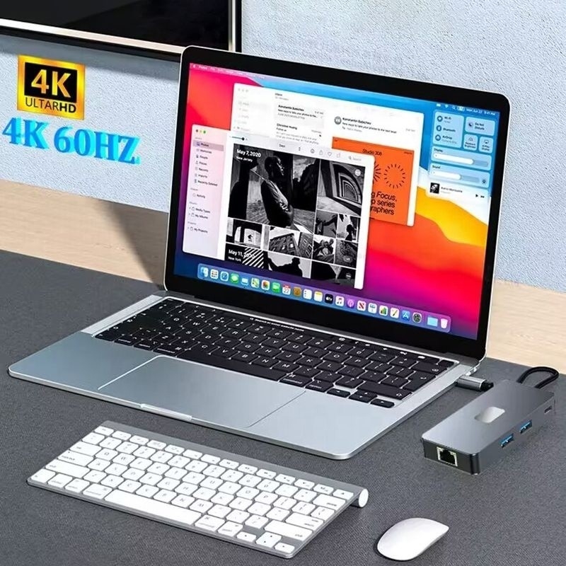 8-in-1 Multiport Adapter USB-C Hub Met HDMI 3 USB3.0 RJ45 En PD Uitgang 5-8 poorten