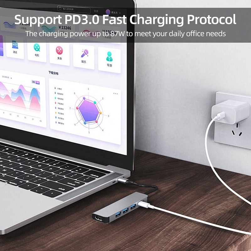 Persoonlijke 6-in-1 USB C Type-C Hub tot 4K HDMI en USB 3.0 voor Macbook OEM/ODM
