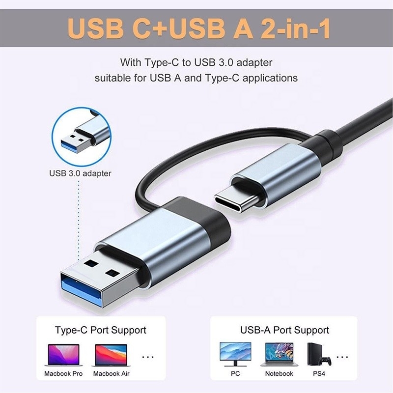 USB A/C Input USB 3.0 Type C Multiport Adapter Docking Station met SD/TF kaartlezer