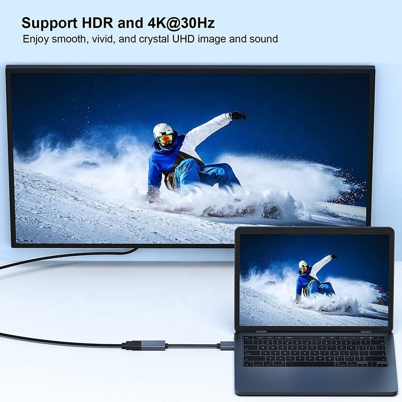 4K-resolutie USB C Hub Displayport naar HDMI-adapterkabel Man tot Vrouw 1080P 4K30Hz 4K60Hz