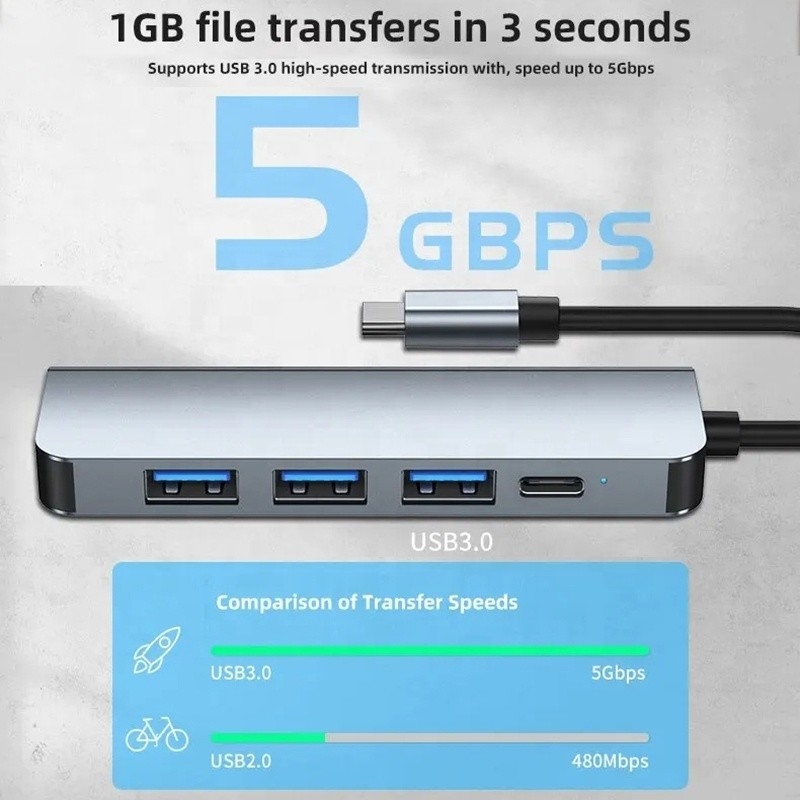 9-in-1 USB C Type C Adapter Hub met 100W PD Charging en USB3.0 3*USB2.0 Output