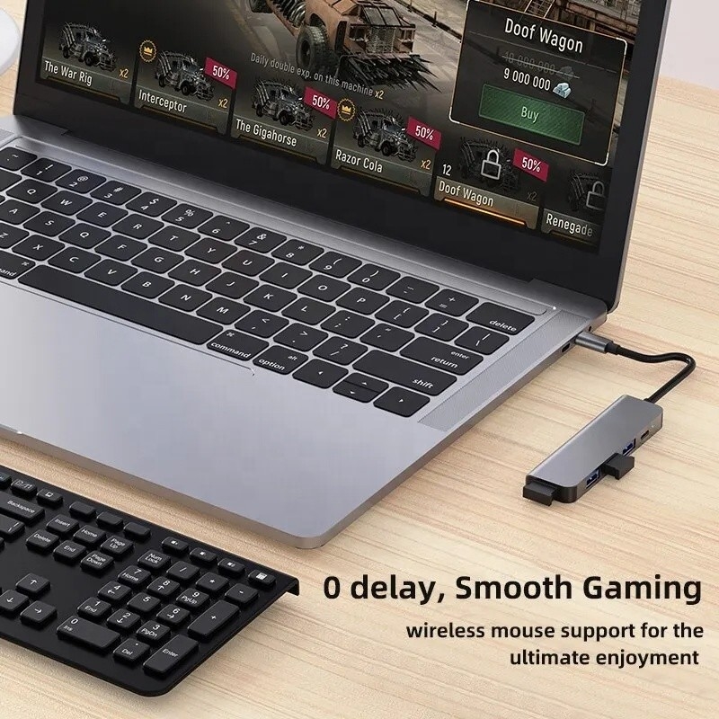 9-in-1 USB C Type C Adapter Hub met 100W PD Charging en USB3.0 3*USB2.0 Output