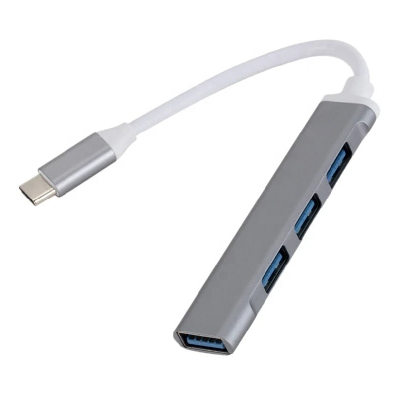 Aluminium 4-poort USB Type-C naar USB 3.0 2.0 Data Hub voor hoge snelheid dataoverdracht