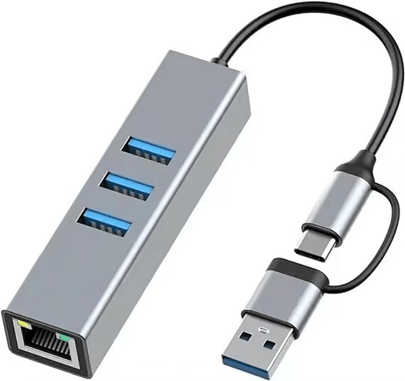 USB Type-C naar Ethernet Adapter met 14 USB-poorten 1000 Mbit/s Gigabit RJ45 LAN Hub
