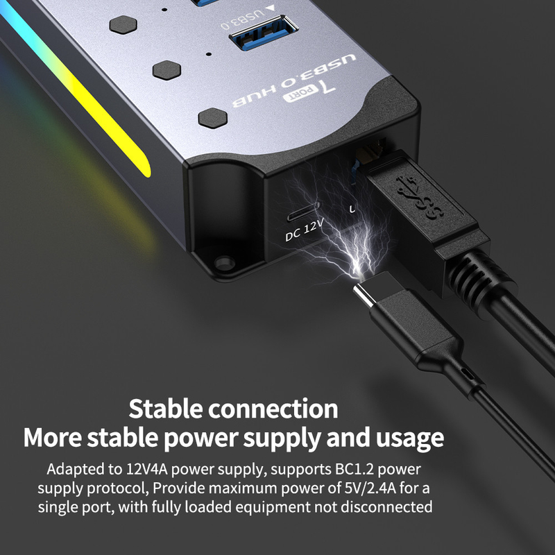 Gepersonaliseerd logo Geaccepteerde snelheid USB 3.0 Hub met 7 poorten en aluminium legeringsontwerp