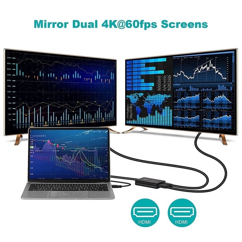 Niet-beschermde USB 3.0 Dual HDMI x2 Output Audio Converter Converter voor laptopmonitor