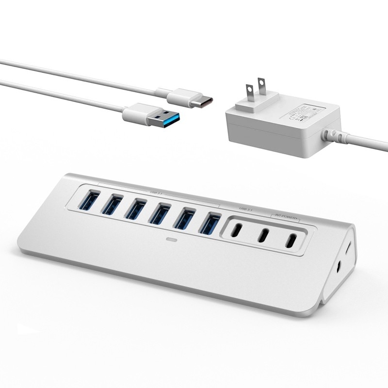 10 poorten USB C Hub Draagbare USB C Hub Type C tot 4 USB A-poorten Voor pc tablet