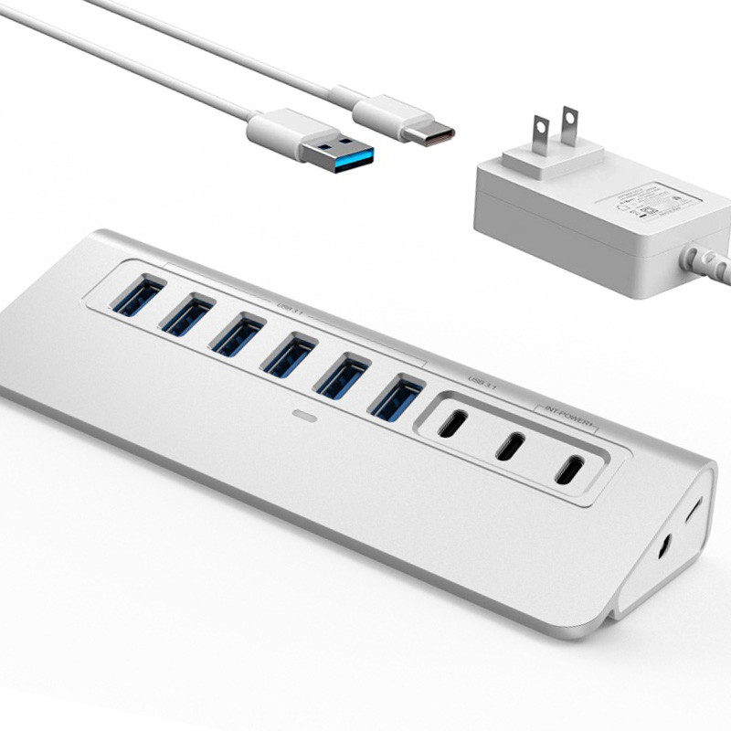 10 poorten USB C Hub Draagbare USB C Hub Type C tot 4 USB A-poorten Voor pc tablet