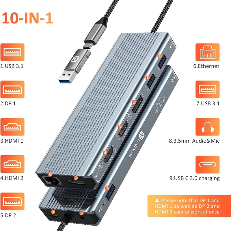 Gegevensoverdracht tot 5/10Gbps Thunderbolt Laptop verbinding met 85/100W stroomvoorziening voor krachtige prestaties