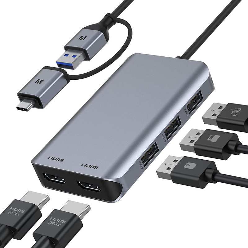 USB C Hub met HDMI en Displayport, 13 in 1 USB C naar Displayport Hub met 100W PD