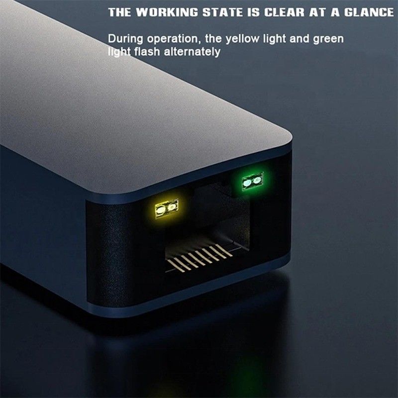 2 in 1 Aluminium USB 3.0 Type C Ethernet Adapter voor snelle en stabiele netwerkverbinding