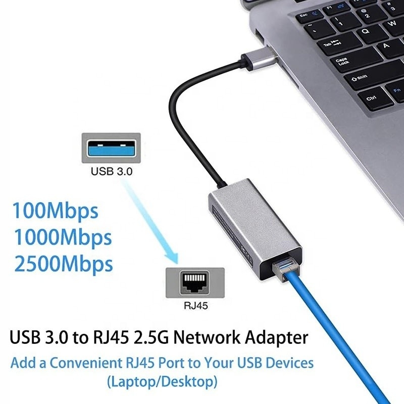 2500 Mbps Supersnelheid 2.5G USB 3.0 Network Card Adapter met 2.5G Gigabit Ethernet