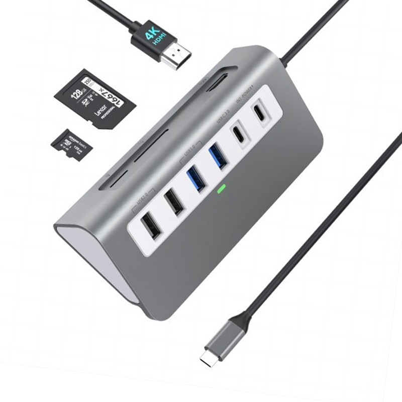 9 in 1 draagbare dokstation voor laptop met SD-kaartlezer HDMI 4K