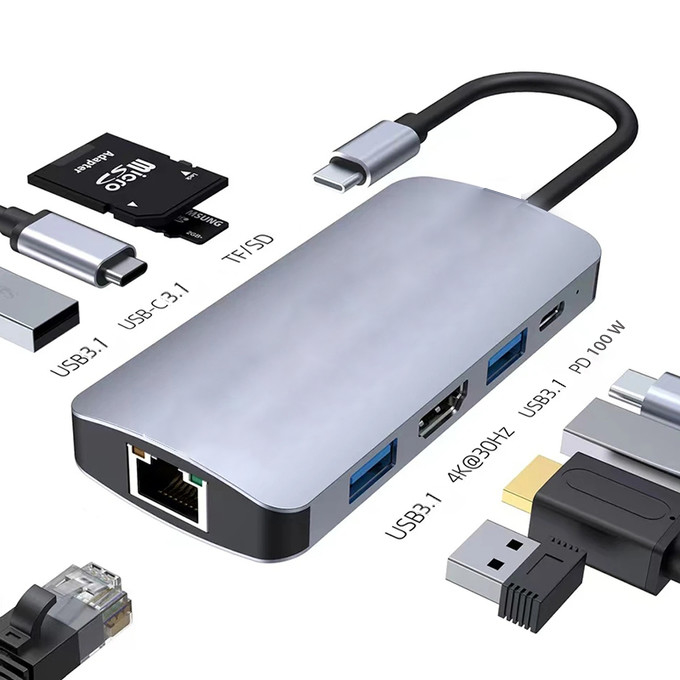 4K HDMI 9 In 1 USB-C Hub met USB 3.1 Multi Port Docking Station Adapter Mac Notebook
