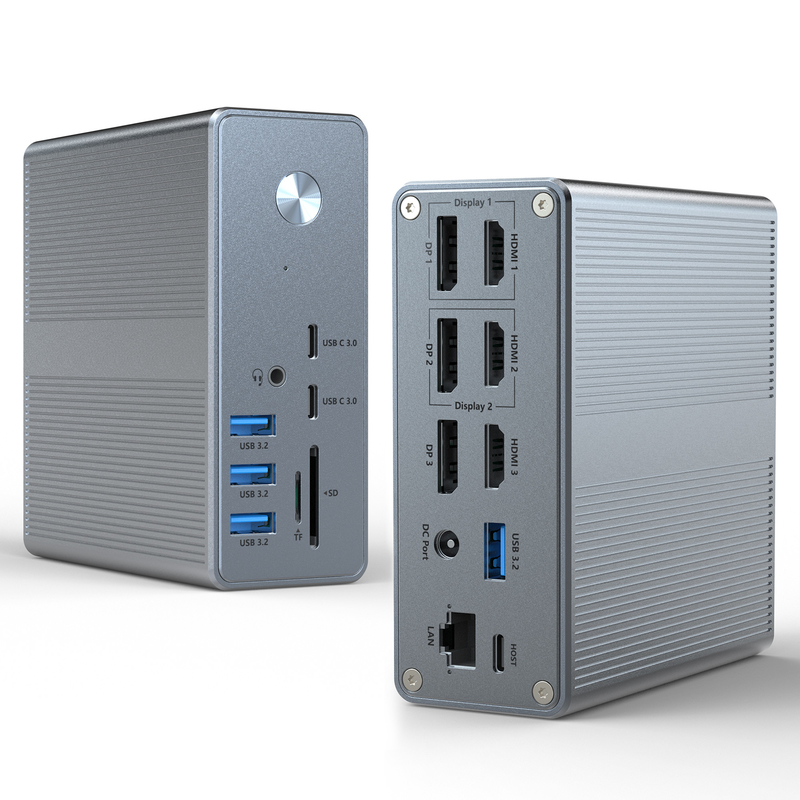 Aluminiumlegering en ABS-materiaal USB-C-dockingstation met SD/TF-kaartlezer Plug And Play-connectiviteit