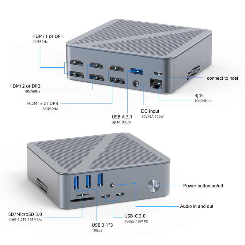Desktop USB-C Docking Station HDMI 4K Resolution Display Port USB C 3.1 Voor Laptop PC