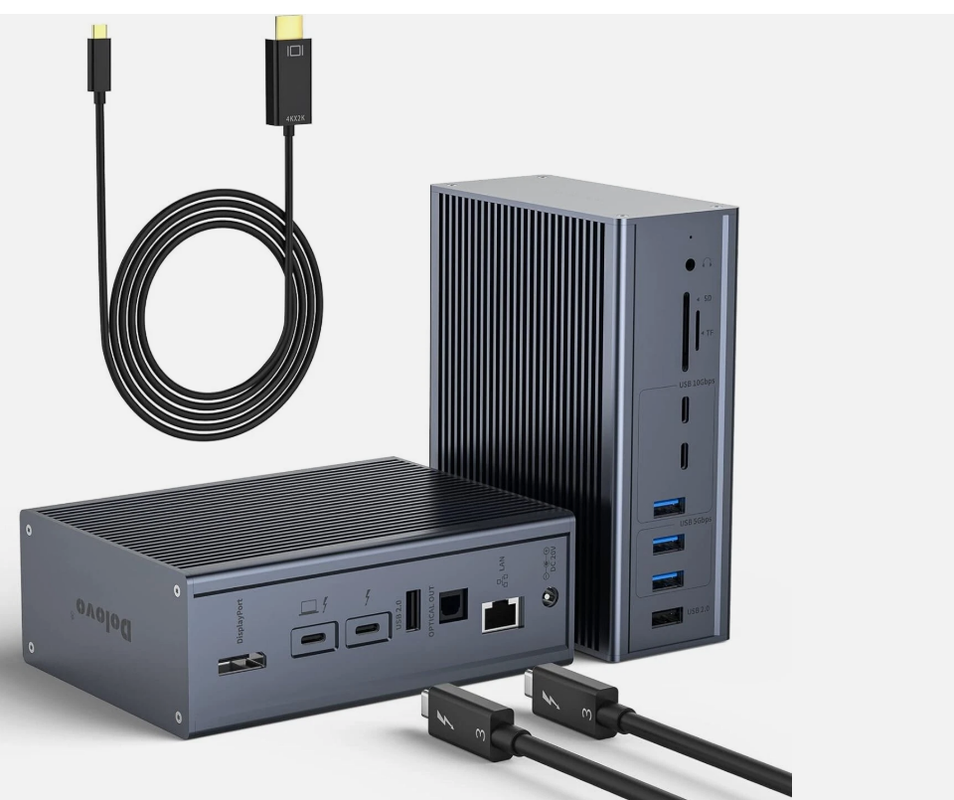 16-in-1 Thunderbolt 3 Docking Station met 40 Gbps snelheid DP1.4 Output en 65W PD Charging